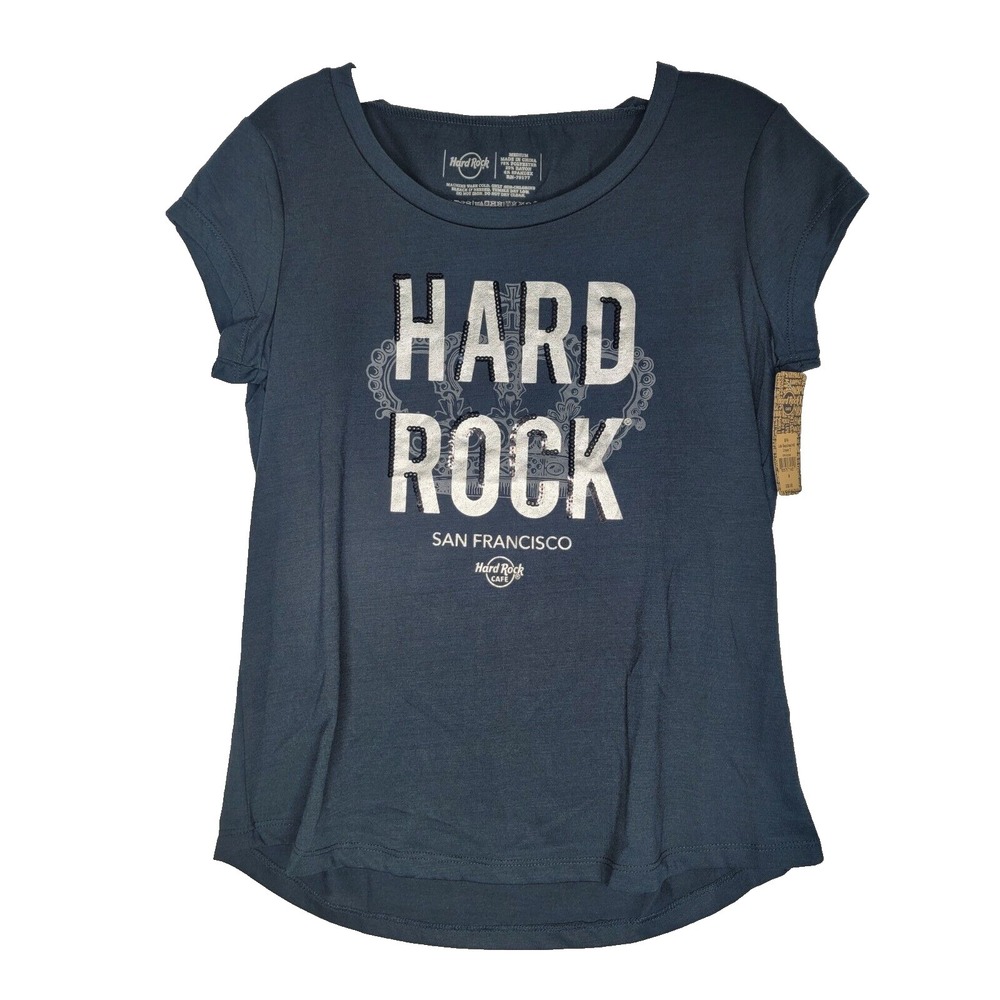 Hard‎ Rock Cafe San Francisco T-Shirt Women's M Black Sequined Crown Graphic Top